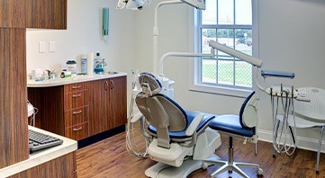 Treatment chair at dentist’s office