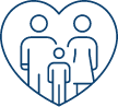 Animated heart with parents and child inside