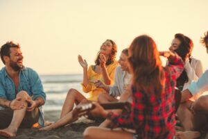Group of people on the beach. 